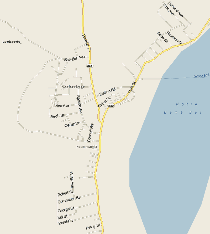 Lewisporte map Map, Newfoundland