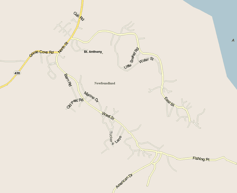 Saint Anthony Map, Newfoundland