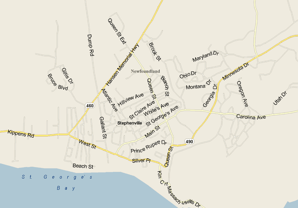 Stephenville map Map, Newfoundland