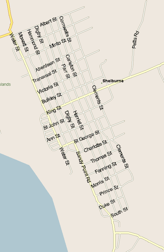 Shelburne Map, Nova Scotia
