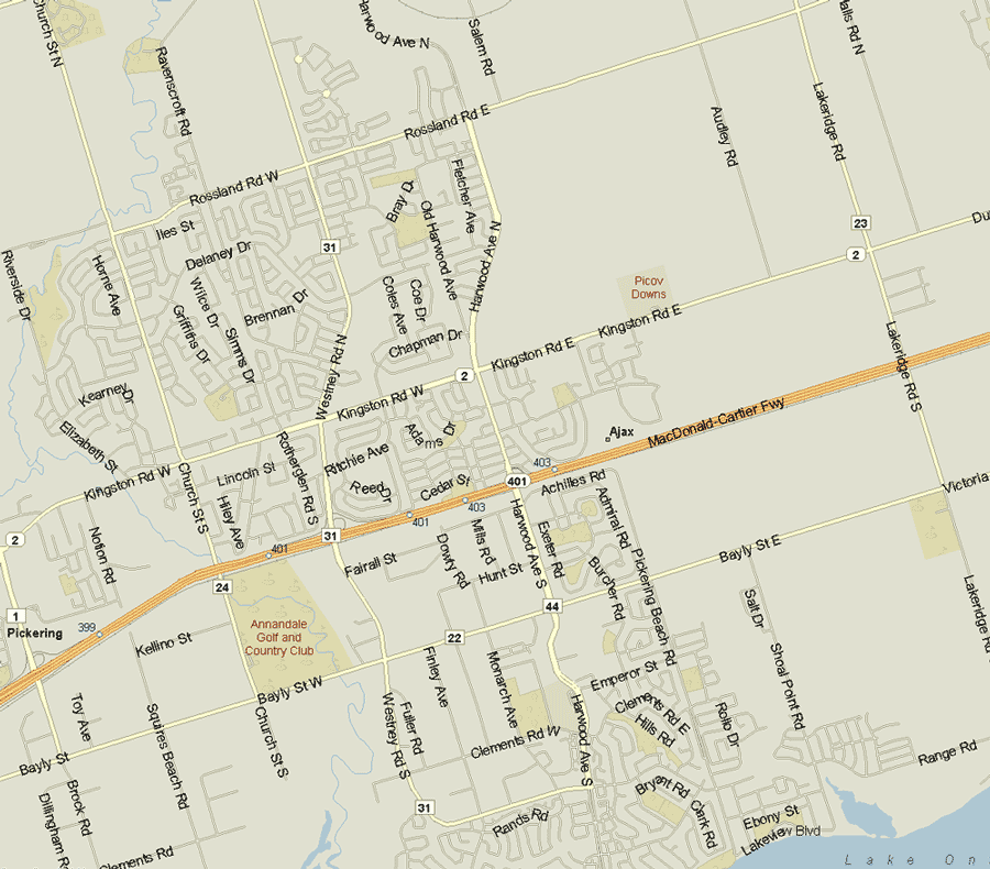 Ajax Map, Ontario