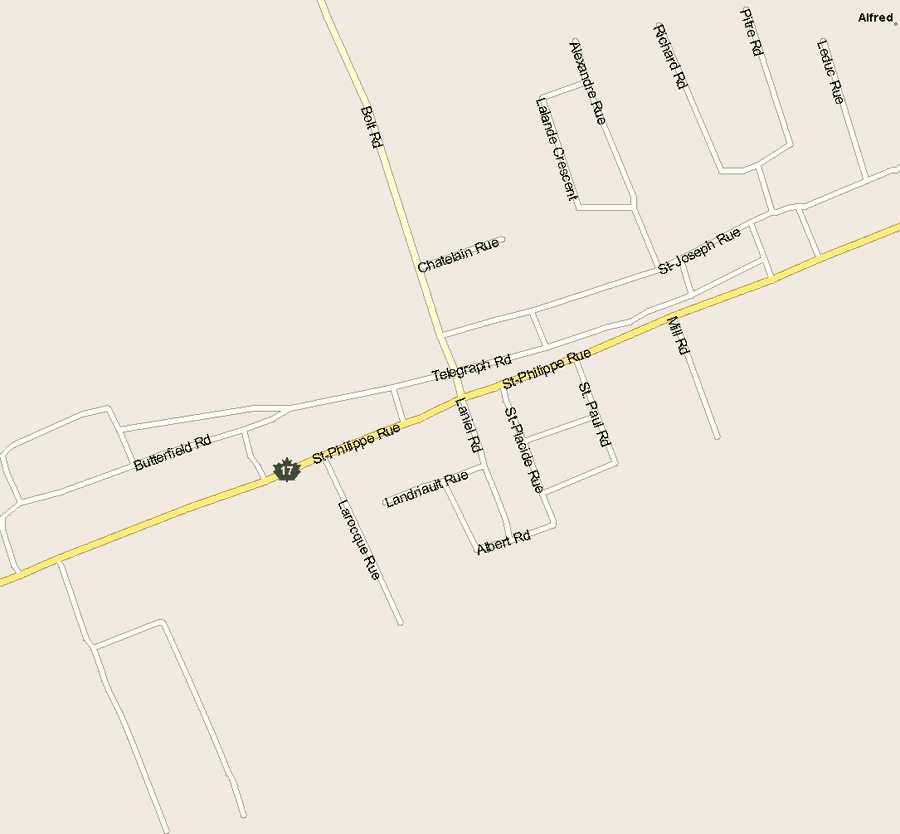 Alfred Map, Ontario