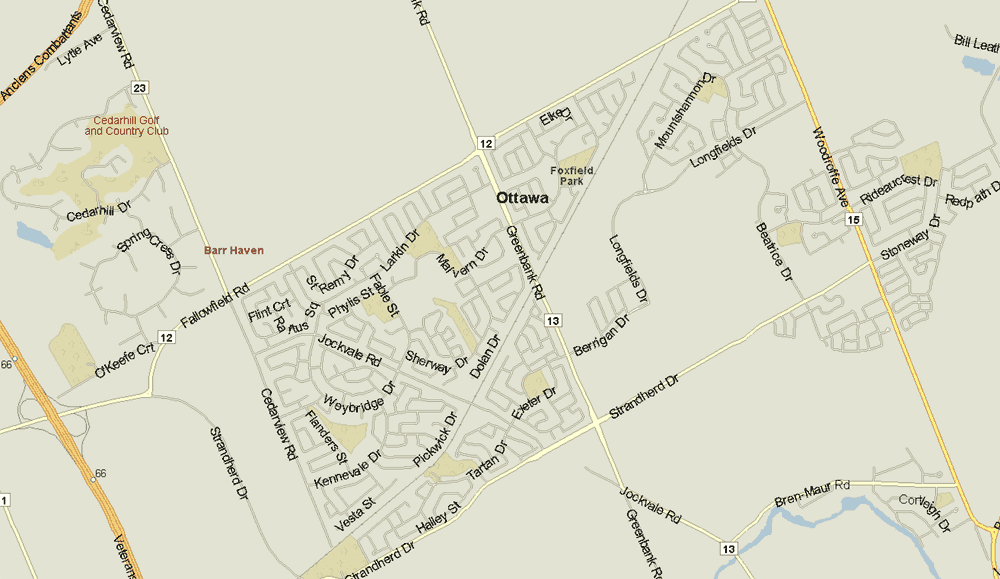 Ottawa South (Barrhaven Subdivision) Map, Ontario