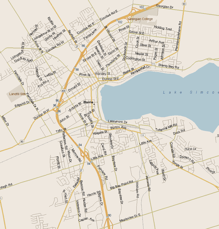 Barrie Map, Ontario