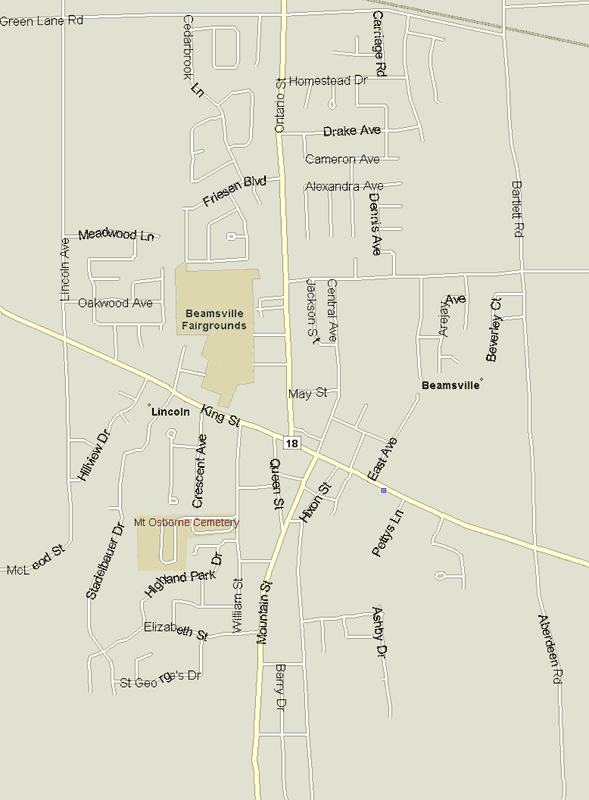 Beamsville Map, Ontario