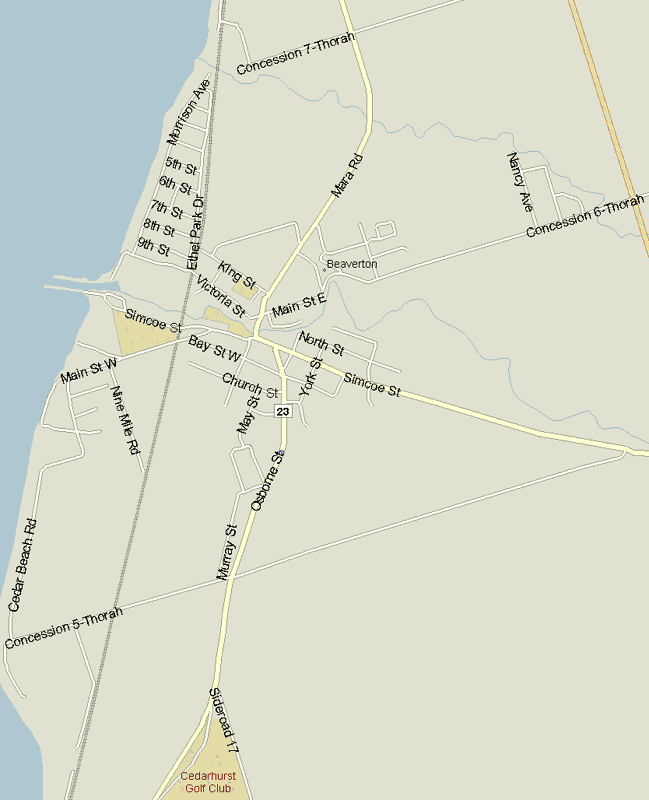 Beaverton Map, Ontario