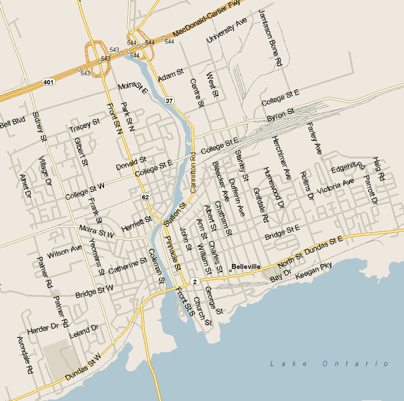 Belleville Map, Ontario