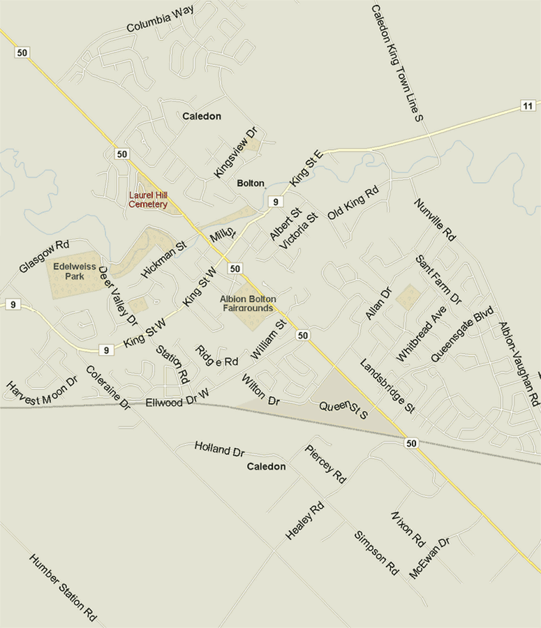 Bolton Map, Ontario