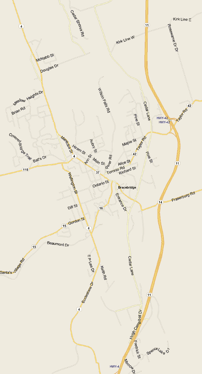 Bracebridge Map, Ontario