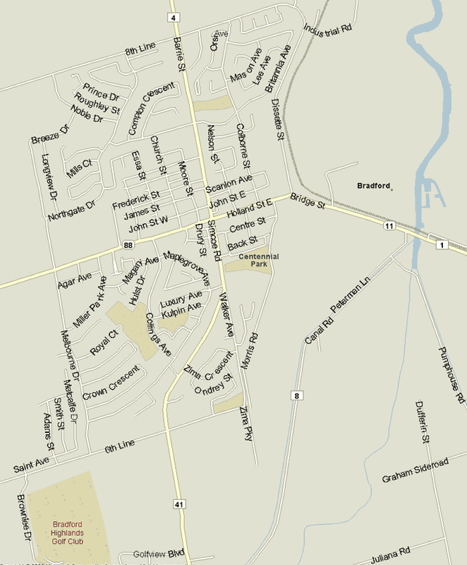 Bradford Map, Ontario