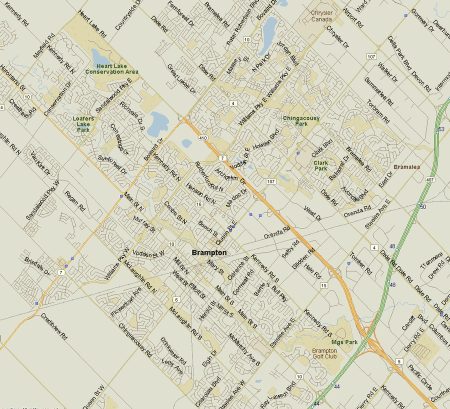 Brampton Map, Ontario