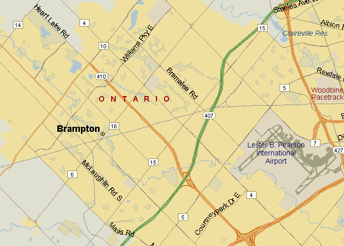 Brampton Map (Region), Ontario