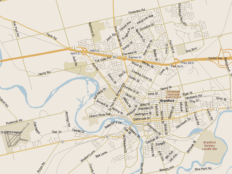 Brantford Map, Ontario