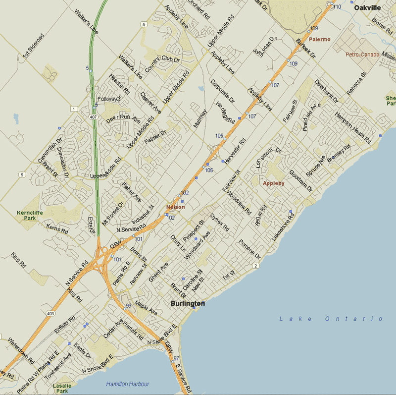Burlington Map, Ontario