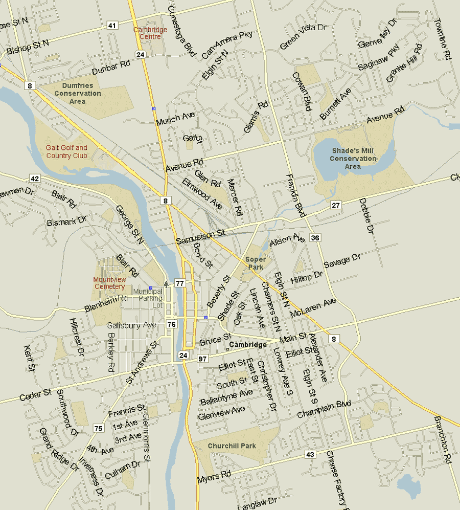 Cambridge Map, Ontario