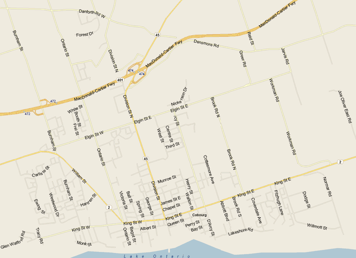 Cobourg Map, Ontario