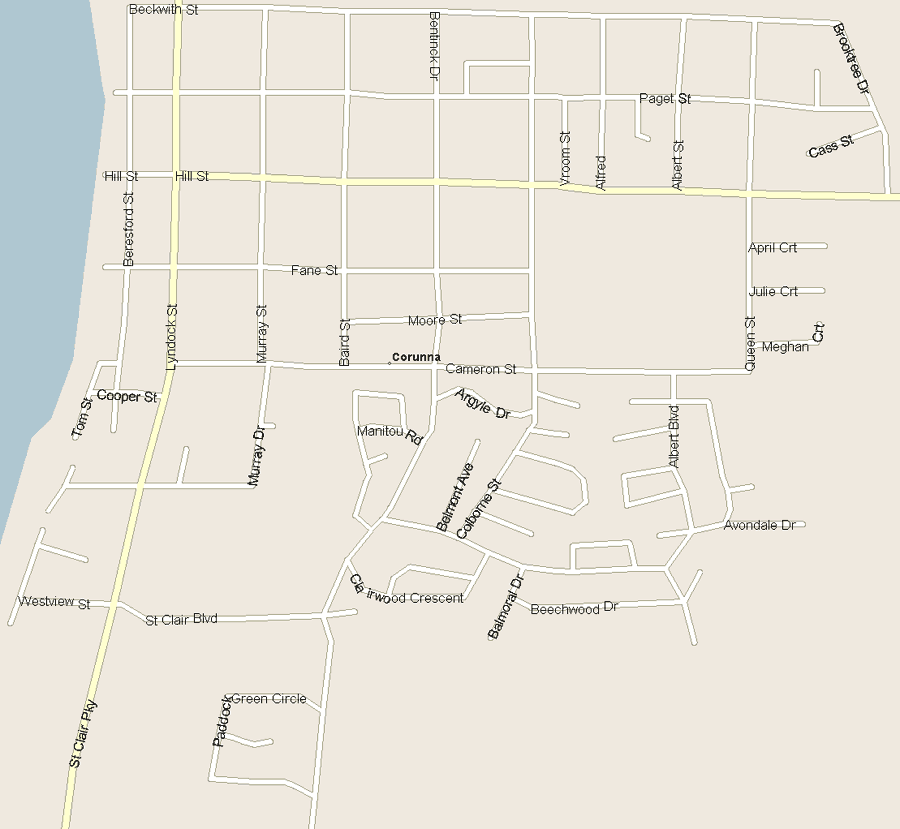 Corunna Map, Ontario