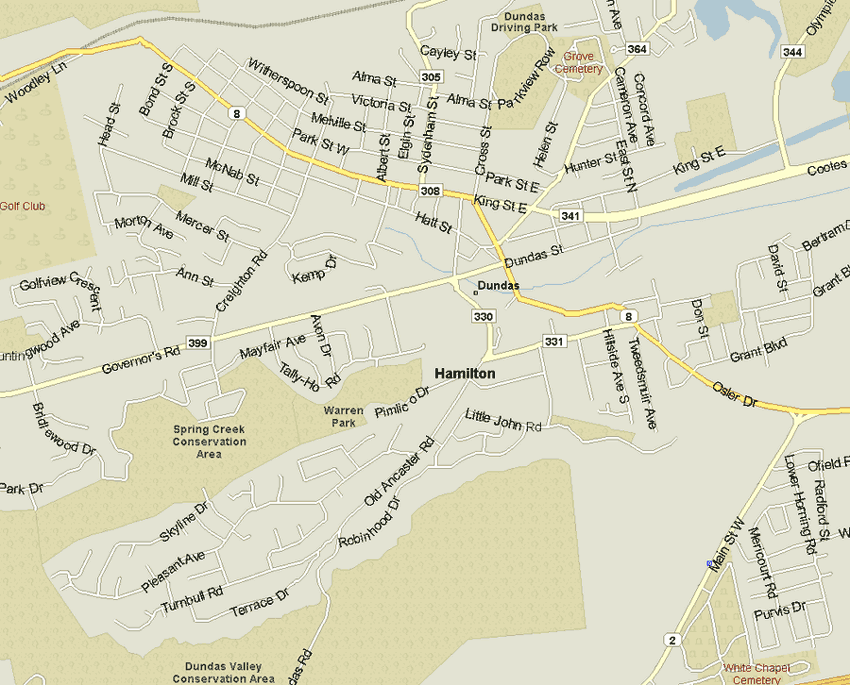 Dundas Map, Ontario