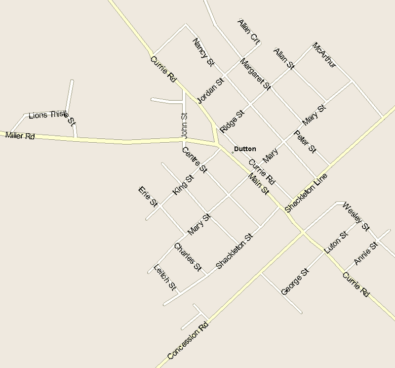 Dutton Map, Ontario
