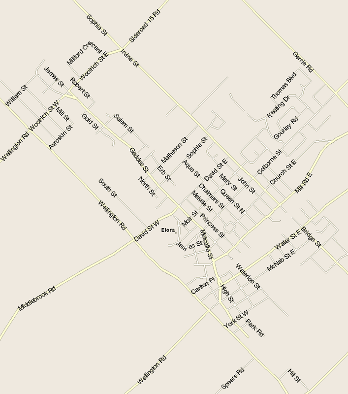 Elora Map, Ontario
