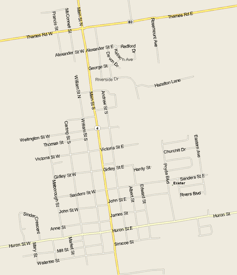 Exeter Map, Ontario