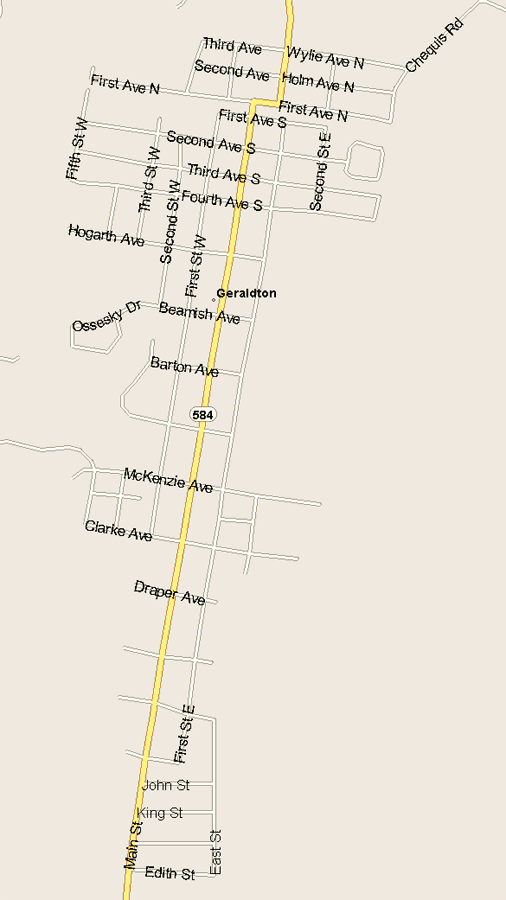 Geraldton Map, Ontario