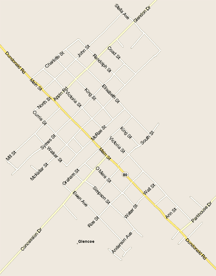 Glencoe Map, Ontario
