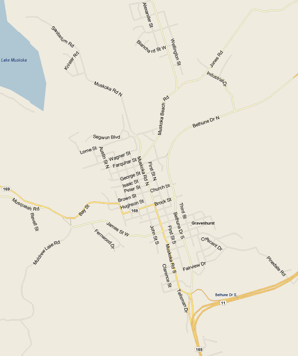 Gravenhurst Map, Ontario