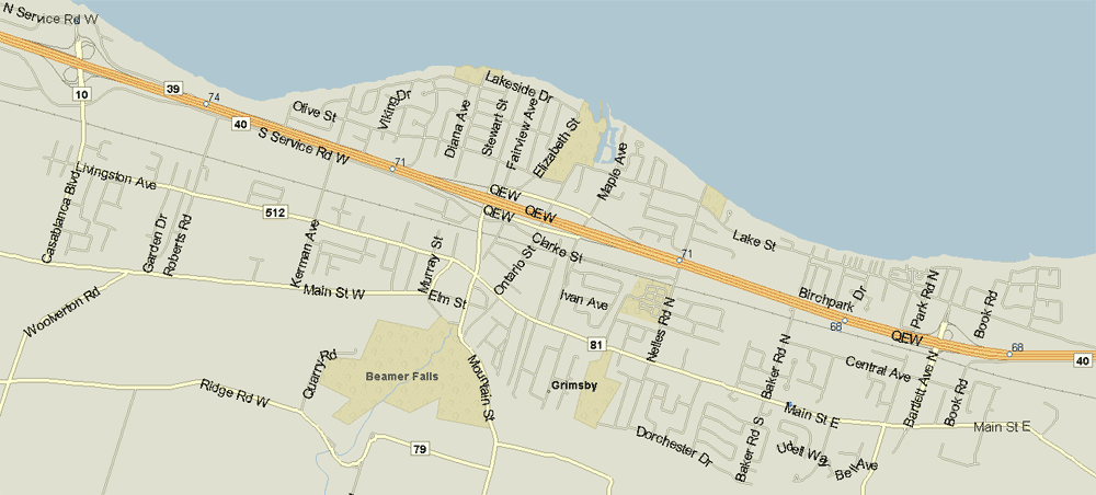 Grimsby Map, Ontario