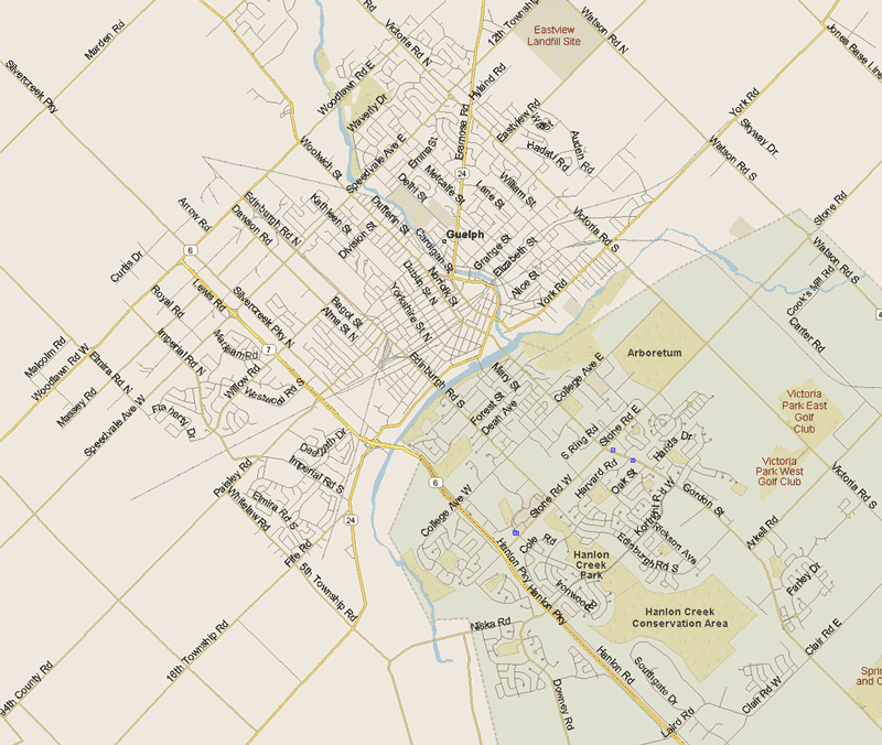 Guelph Map, Ontario