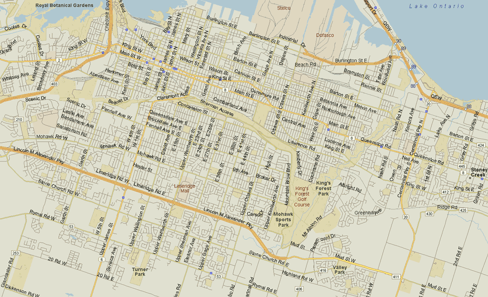 Hamilton Map, Ontario