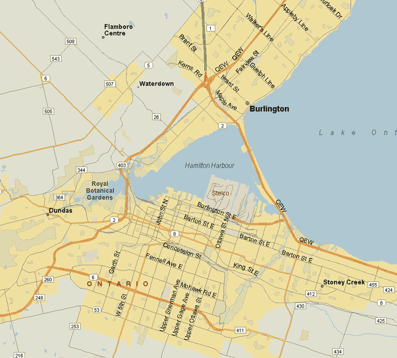 Hamilton Map (Region), Ontario