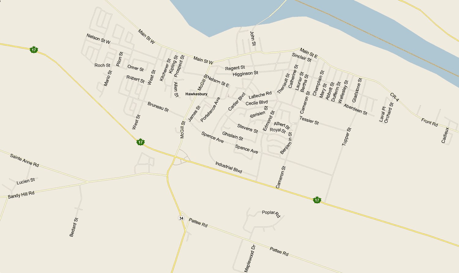 Hawkesbury Map, Ontario