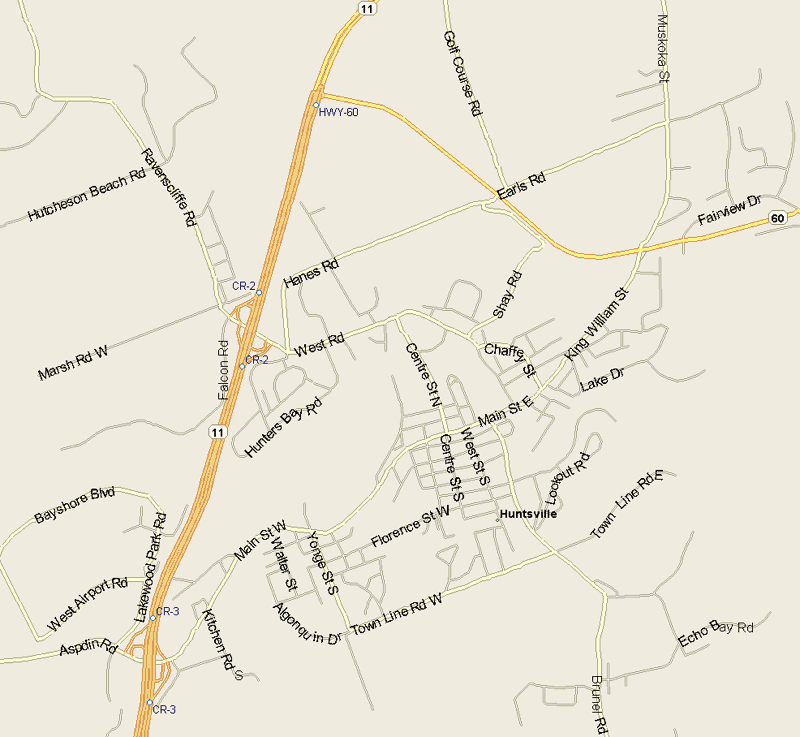 Huntsville Map, Ontario