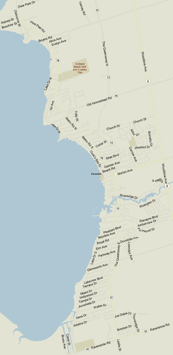 Keswick Map, Ontario