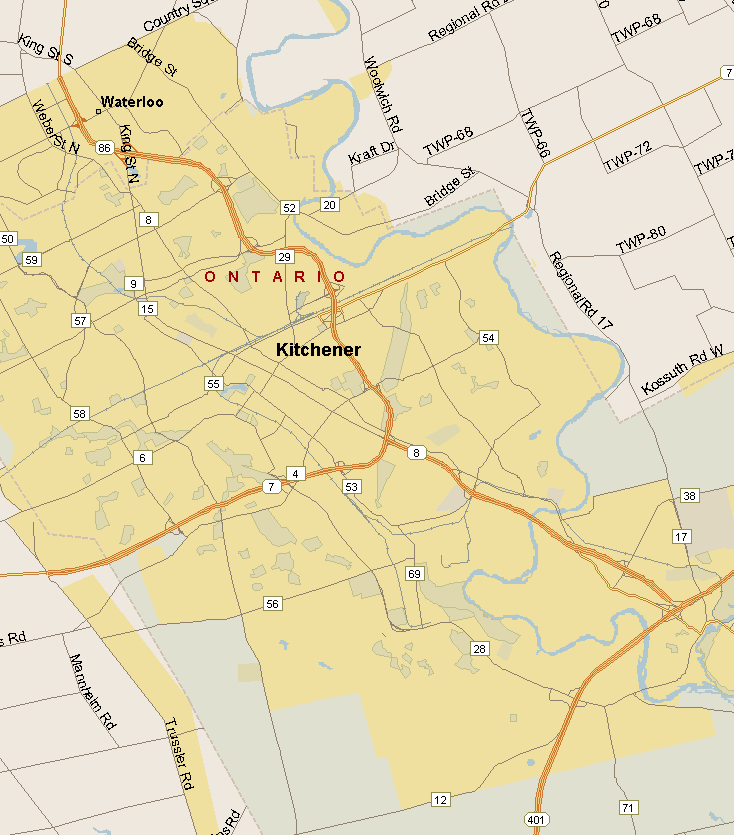 Kitchener Map (Region), Ontario