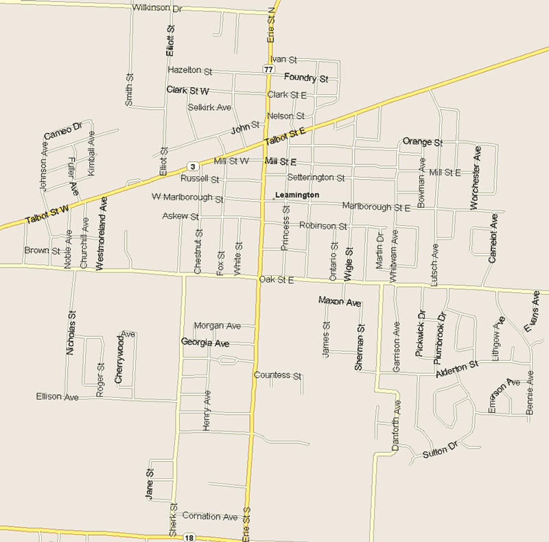 Leamington Map, Ontario