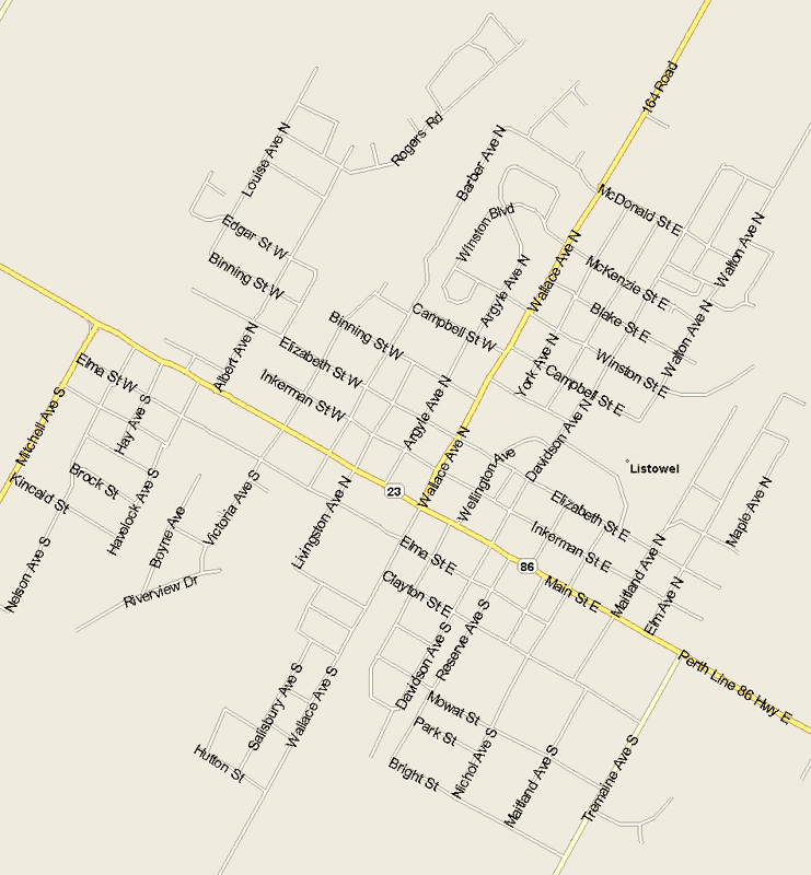 Listowel Map, Ontario