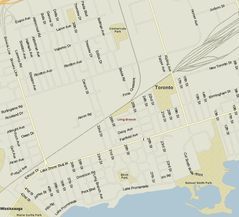 Toronto West (Long Branch Subdivision) Map, Ontario