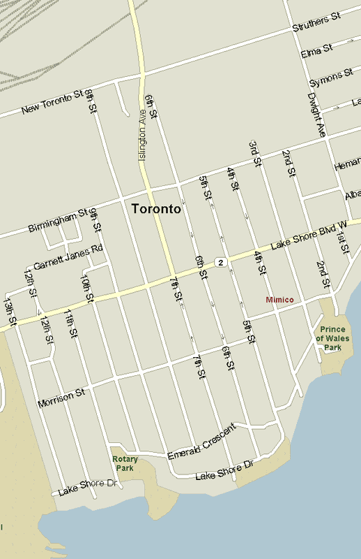 Mimico Map, Ontario