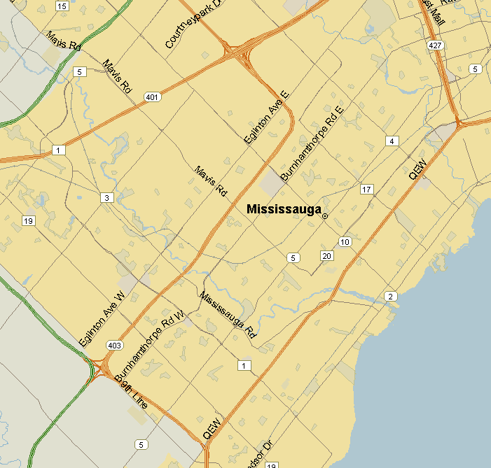Mississauga Map (Region), Ontario