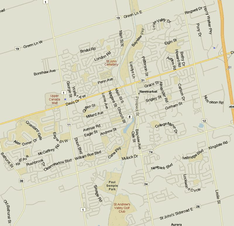 Newmarket Map, Ontario