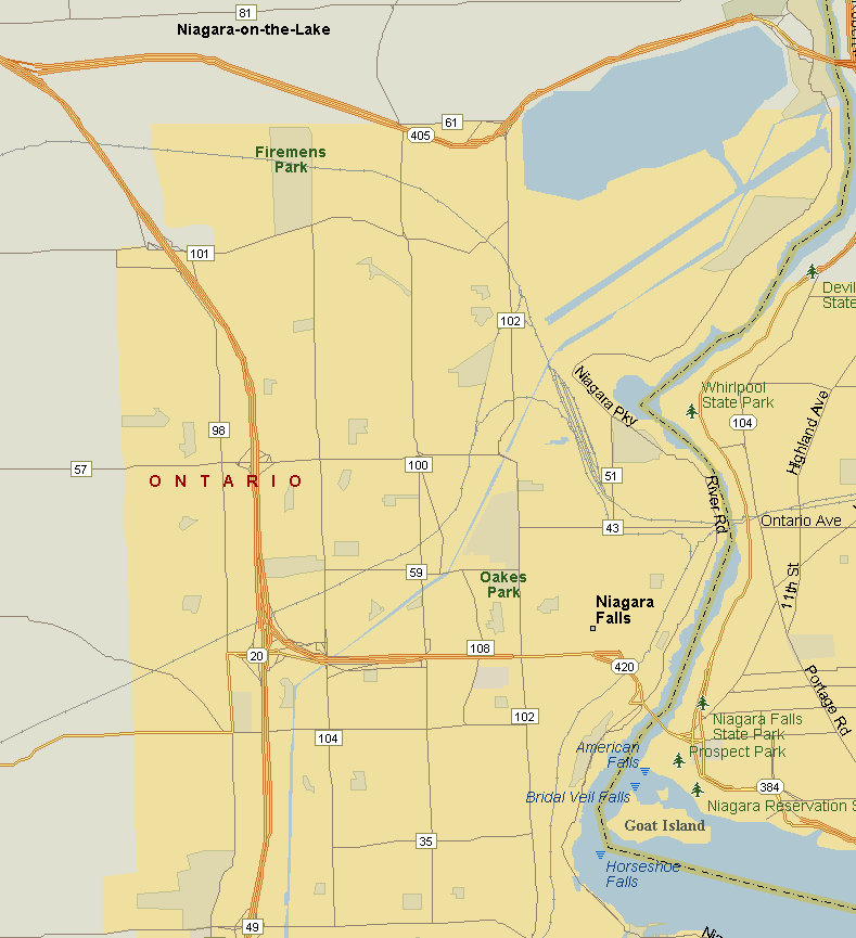 Niagara Falls Map (Region), Ontario