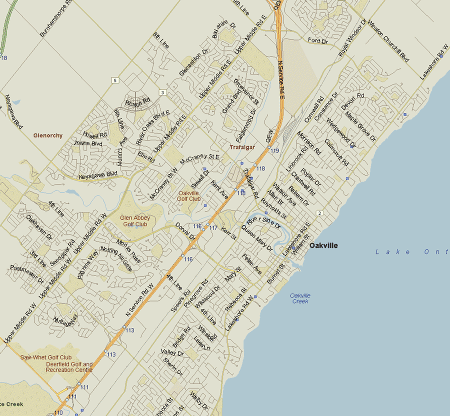 Oakville Map, Ontario