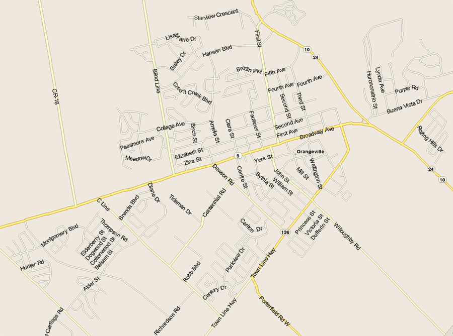 Orangeville Map, Ontario