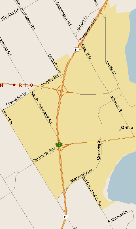 Orillia Map (Region), Ontario