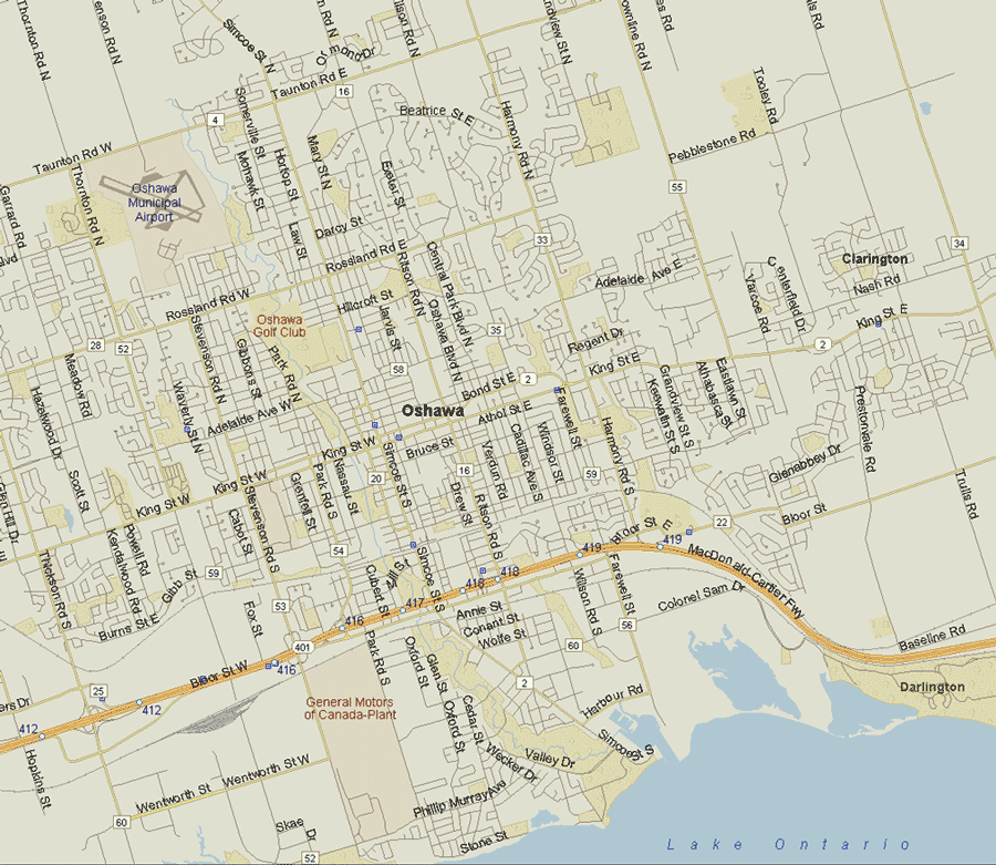 Oshawa Map, Ontario