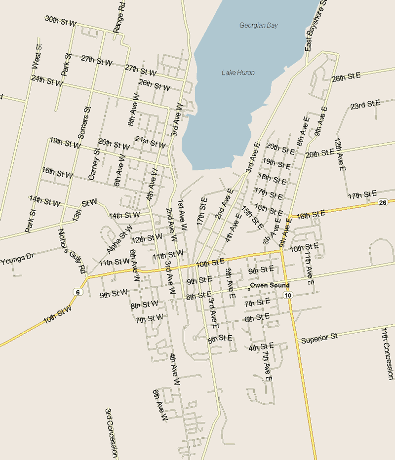 Owen Sound Map, Ontario