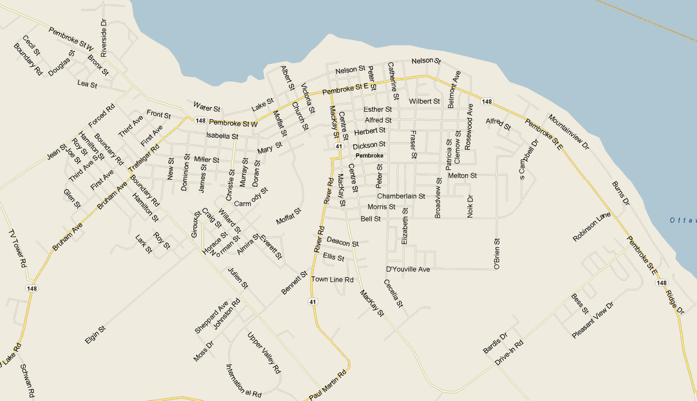 Pembroke Map, Ontario