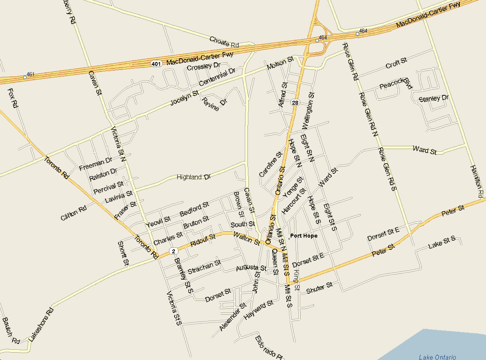 Port Hope Map, Ontario